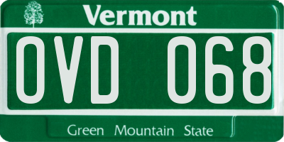 VT license plate OVD068
