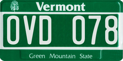 VT license plate OVD078