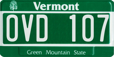 VT license plate OVD107