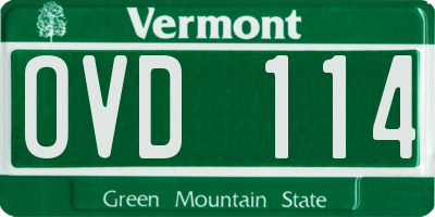 VT license plate OVD114