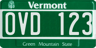 VT license plate OVD123