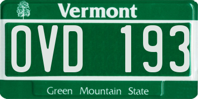 VT license plate OVD193