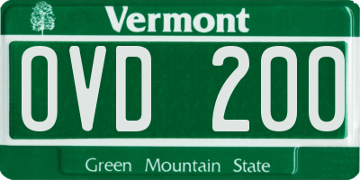 VT license plate OVD200