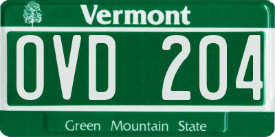 VT license plate OVD204