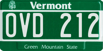 VT license plate OVD212
