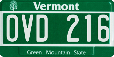VT license plate OVD216