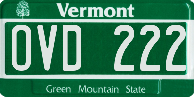 VT license plate OVD222