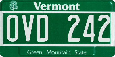 VT license plate OVD242