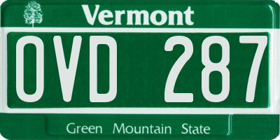 VT license plate OVD287