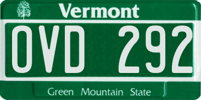 VT license plate OVD292