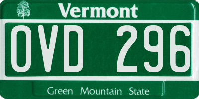 VT license plate OVD296