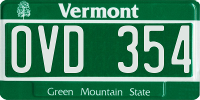 VT license plate OVD354