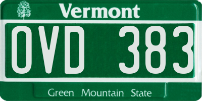 VT license plate OVD383