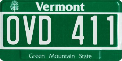 VT license plate OVD411