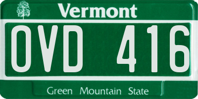 VT license plate OVD416