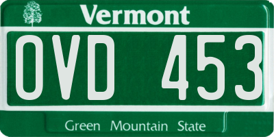 VT license plate OVD453