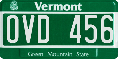 VT license plate OVD456