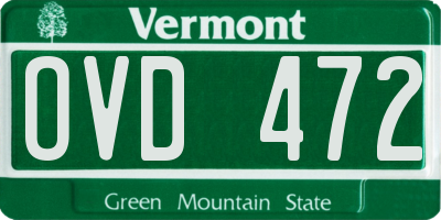 VT license plate OVD472