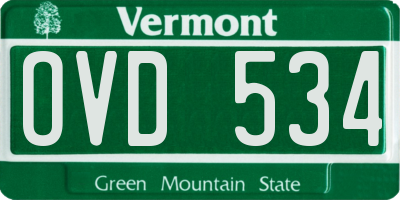 VT license plate OVD534