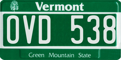 VT license plate OVD538