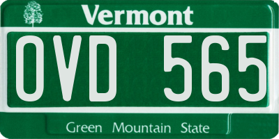 VT license plate OVD565
