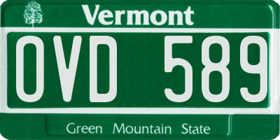 VT license plate OVD589