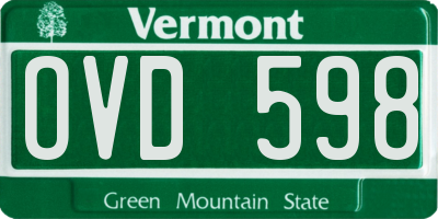VT license plate OVD598