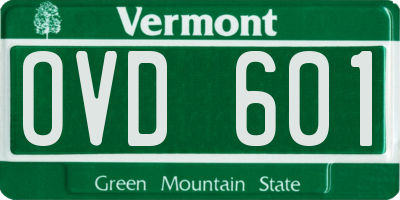 VT license plate OVD601