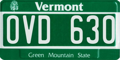 VT license plate OVD630
