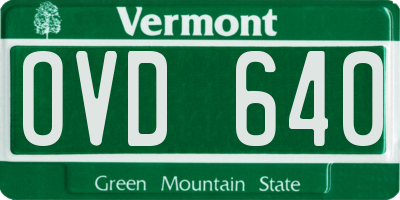 VT license plate OVD640