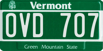 VT license plate OVD707