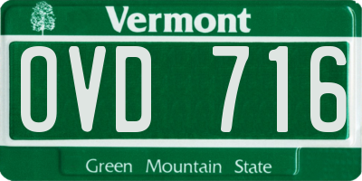 VT license plate OVD716