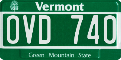 VT license plate OVD740