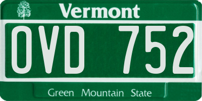VT license plate OVD752