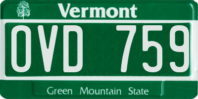 VT license plate OVD759