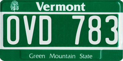 VT license plate OVD783