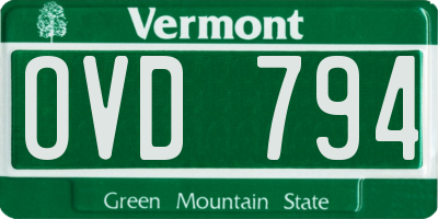 VT license plate OVD794