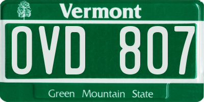 VT license plate OVD807