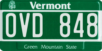 VT license plate OVD848