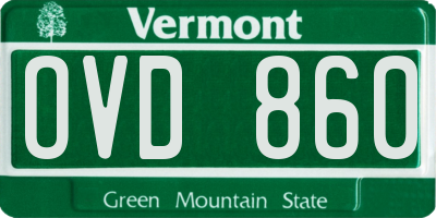 VT license plate OVD860