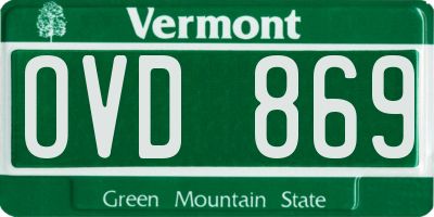VT license plate OVD869
