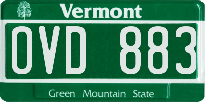 VT license plate OVD883