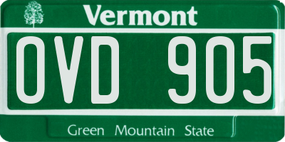 VT license plate OVD905