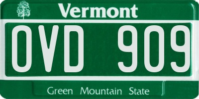 VT license plate OVD909