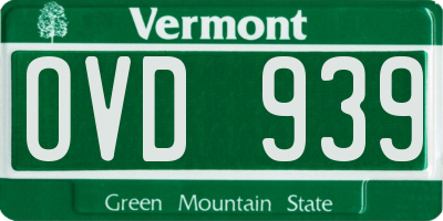 VT license plate OVD939