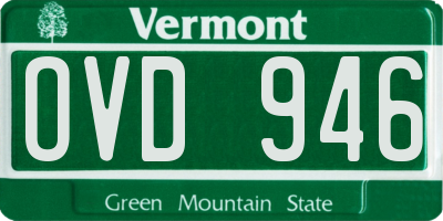 VT license plate OVD946
