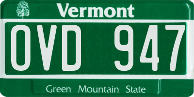VT license plate OVD947