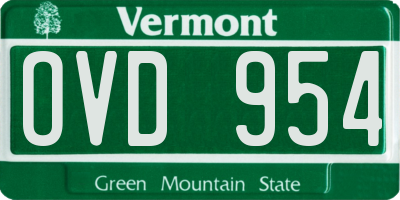 VT license plate OVD954
