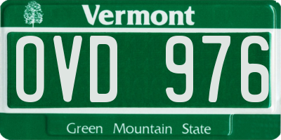 VT license plate OVD976