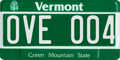 VT license plate OVE004